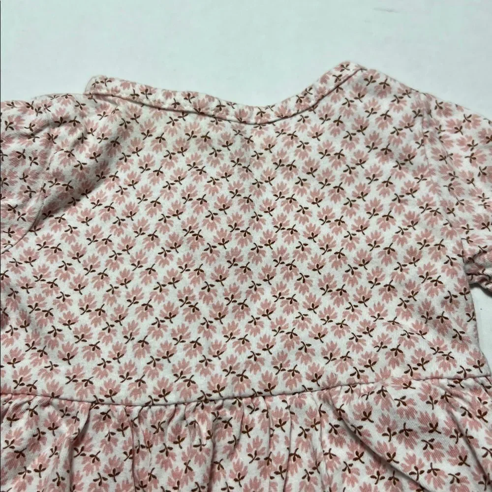 Carter’s pink and white floral long sleeve skirted one piece body suit size 3 m